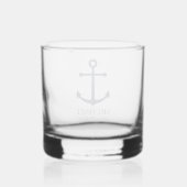 Nautical Navy Blue Anchor Personalized Groomsmen Whisky Glas (Achterkant)