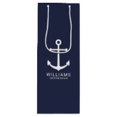 Nautical Navy Blue Anchor Personalized Groomsmen Wijn Cadeautas (Voorkant)