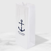Nautical Navy Blue Anchor Personalized Groomsmen Wijn Cadeautas
