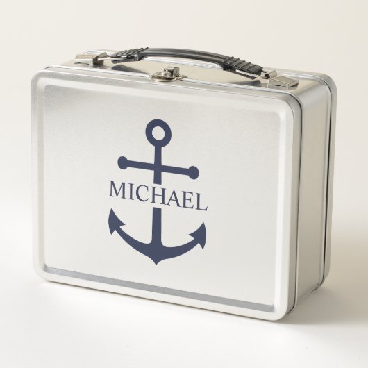 Nautical Navy Blue Anchor Personalized Name (Voorkant)