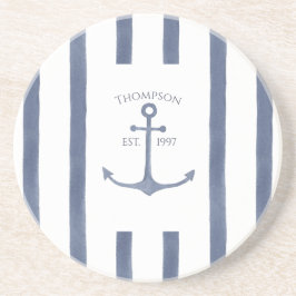Nautical Navy Blue Anchor Personalized Onderzetter