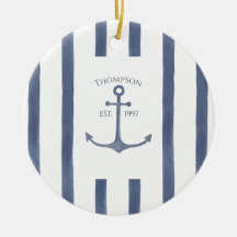 Nautical Navy Blue Anchor Personalized Onderzetter