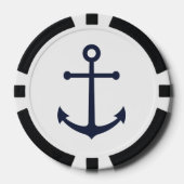Nautical Navy Blue Anchor Poker Chips (Voorkant)