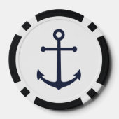Nautical Navy Blue Anchor Poker Chips (Achterkant)