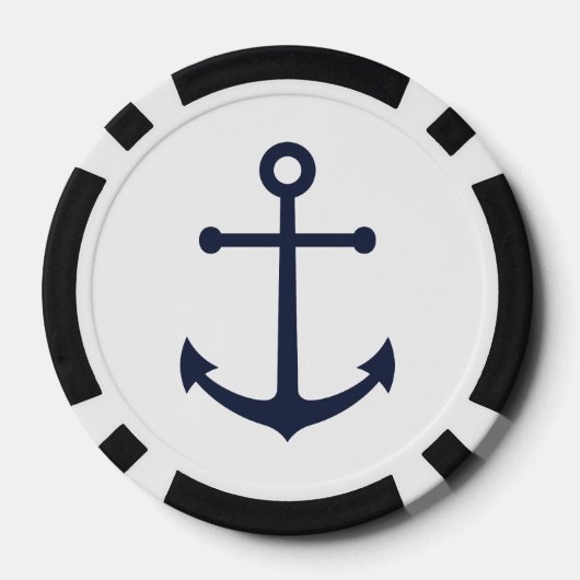 Nautical Navy Blue Anchor Poker Chips (Achterkant)