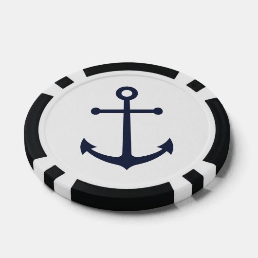 Nautical Navy Blue Anchor Poker Chips (Enkel)