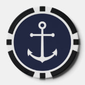 Nautical Navy Blue Anchor Poker Chips (Voorkant)
