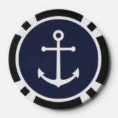 Nautical Navy Blue Anchor Poker Chips (Achterkant)