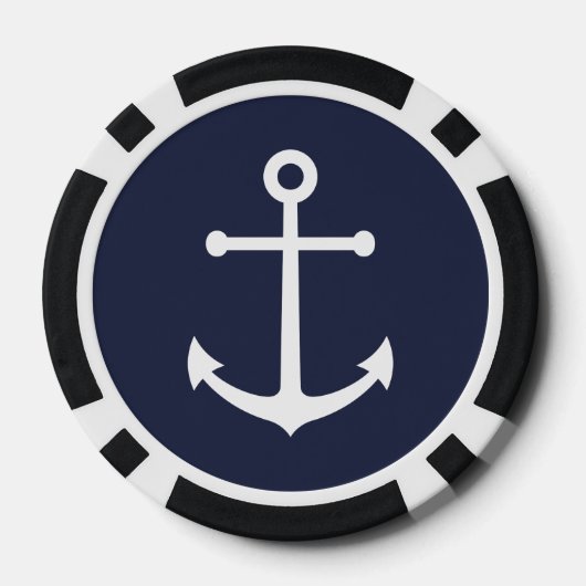 Nautical Navy Blue Anchor Poker Chips (Achterkant)