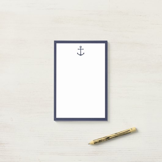 Nautical Navy Blue Anchor Post-it® Notes (Op bureau)