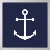 Nautical Navy Blue Anchor Poster (Voorkant)