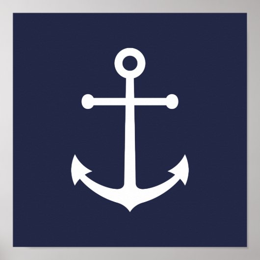 Nautical Navy Blue Anchor Poster (Voorkant)