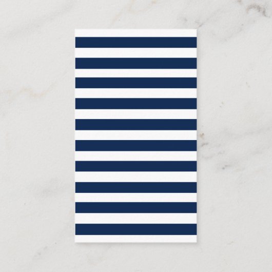 Nautical Navy Blue Anchor QR RSVP Striped Informatiekaartje (Achterkant)