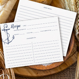 Nautical Navy Blue Anchor Recipe Kaart