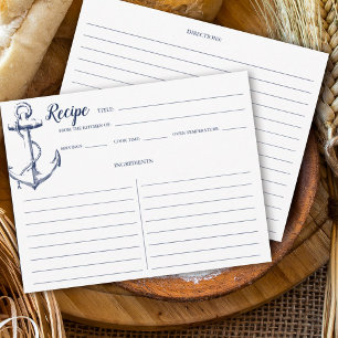 Nautical Navy Blue Anchor Recipe Kaart Kleiner