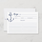 Nautical Navy Blue Anchor Recipe Kaart Kleiner (Voorkant)