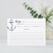 Nautical Navy Blue Anchor Recipe Kaart Kleiner (Staand voorkant)