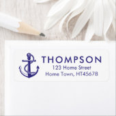 Nautical Navy Blue Anchor Return Address Etiket (Insitu)