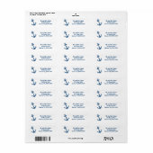 Nautical Navy Blue Anchor Return Address Label (Full Sheet)