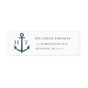 Nautical Navy Blue Anchor Return Address Label