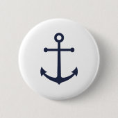 Nautical Navy Blue Anchor Ronde Button 5,7 Cm (Voorkant)