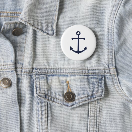 Nautical Navy Blue Anchor Ronde Button 5,7 Cm (In situ)