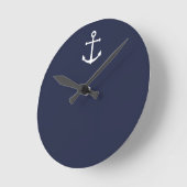 Nautical Navy Blue Anchor Ronde Klok (Hoek)