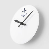 Nautical Navy Blue Anchor Ronde Klok (Hoek)