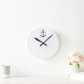 Nautical Navy Blue Anchor Ronde Klok (Huis)