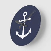 Nautical Navy Blue Anchor Ronde Klok (Hoek)