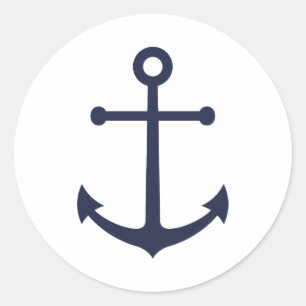 Nautical Navy Blue Anchor Ronde Sticker