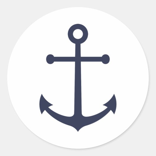 Nautical Navy Blue Anchor Ronde Sticker (Voorkant)
