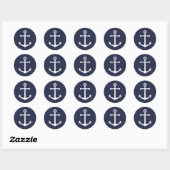 Nautical Navy Blue Anchor Ronde Sticker (Vel)