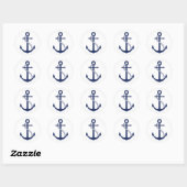 Nautical Navy Blue Anchor Ronde Sticker (Vel)