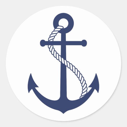 Nautical Navy Blue Anchor Ronde Sticker (Voorkant)