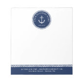 Nautical Navy Blue Anchor & Rope Notitieblok (Voorkant)