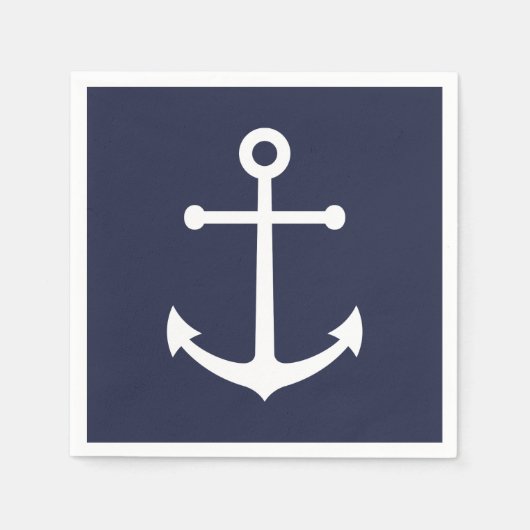 Nautical Navy Blue Anchor Servet (Voorkant)