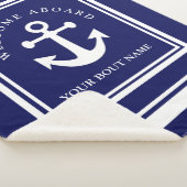 Nautical Navy Blue Anchor Sherpa Blanket Deken (3/4)