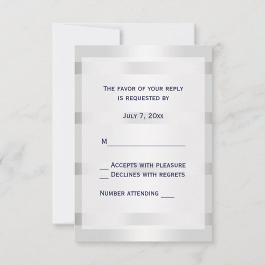 Nautical Navy Blue Anchor Silver White V RSVP (Achterkant)