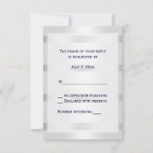 Nautical Navy Blue Anchor Silver White V RSVP Kaartje (Achterkant)