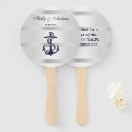 Nautical Navy Blue Anchor Silver Wt BG Weddenschap Handwaaier
