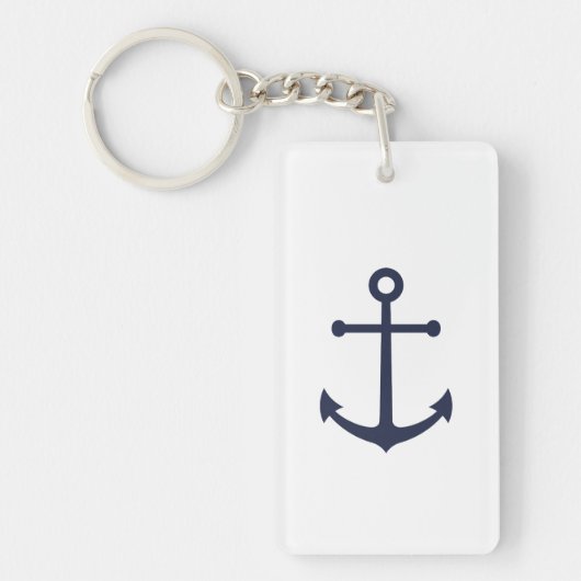 Nautical Navy Blue Anchor Sleutelhanger (Voorkant)