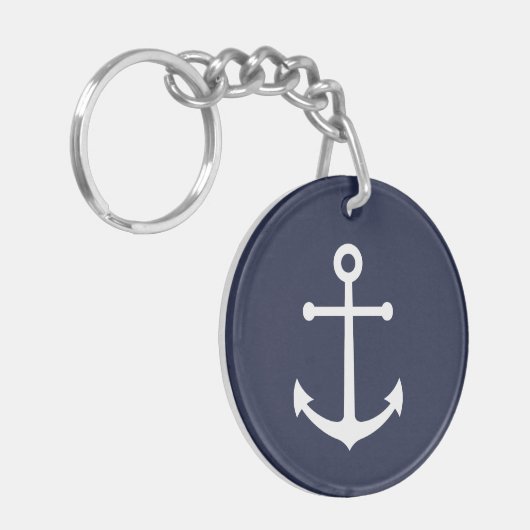 Nautical Navy Blue Anchor Sleutelhanger (Voorkant Links)