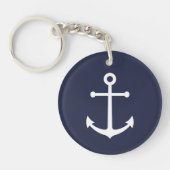 Nautical Navy Blue Anchor Sleutelhanger (Voorkant)