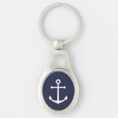 Nautical Navy Blue Anchor Sleutelhanger (Voorkant)