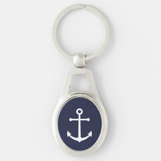 Nautical Navy Blue Anchor Sleutelhanger (Voorkant)