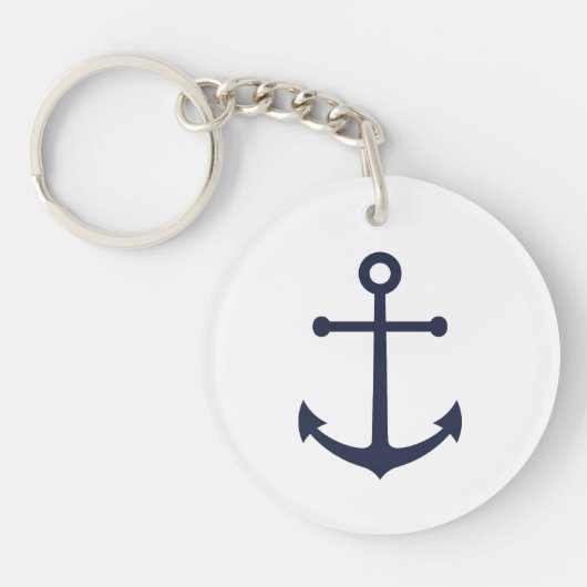Nautical Navy Blue Anchor Sleutelhanger (Voorkant)