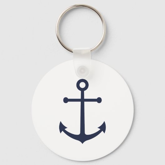Nautical Navy Blue Anchor Sleutelhanger (Voorkant)
