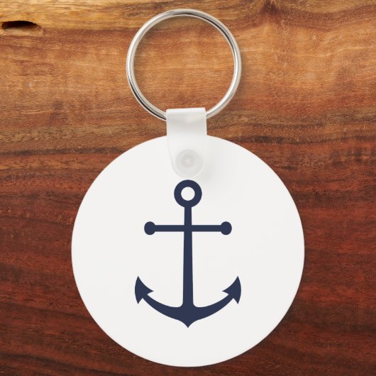 Nautical Navy Blue Anchor Sleutelhanger (Voorkant)