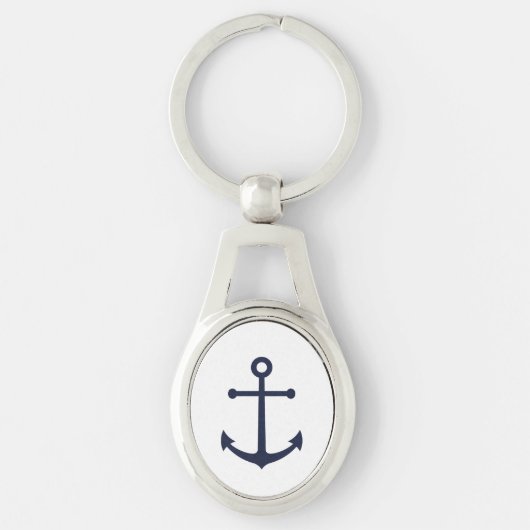Nautical Navy Blue Anchor Sleutelhanger (Voorkant)